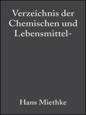 cover image of Verzeichnis der Chemischen und Lebensmittel- Untersuchungsämter in der Bundesrepublik Deutschland
